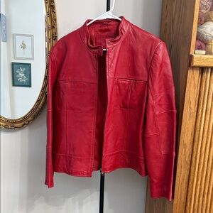 Kathy Ireland Vibrant Red Leather Jacket
